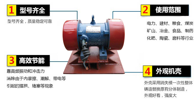 lzf倉(cāng)壁振動(dòng)器：1，型號(hào)齊全：型號(hào)齊全，質(zhì)量穩(wěn)定可靠。2，適用范圍：電力，建材，糧食，煤炭，礦山，冶金，食品，制藥，化肥，陶瓷，磨料等行業(yè)。3，高效：靠高頻振動(dòng)和沖擊力消除由于內(nèi)摩擦，潮解，帶電等引起的塔供，堵塞等現(xiàn)象。4，外觀機(jī)殼：外殼采用消失模一次性整體鑄造替換原有分體制造，外觀好看，強(qiáng)度大。